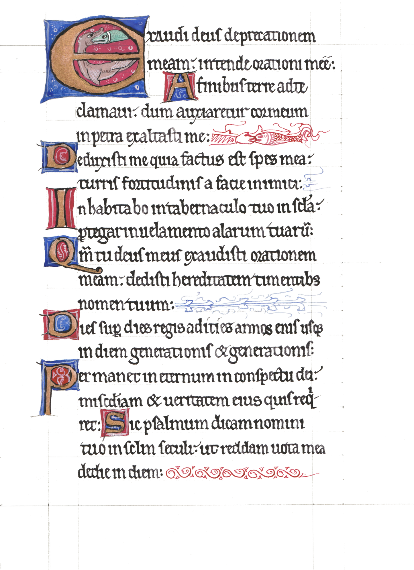 Page from a medieval manuscript with decorative initials and text.