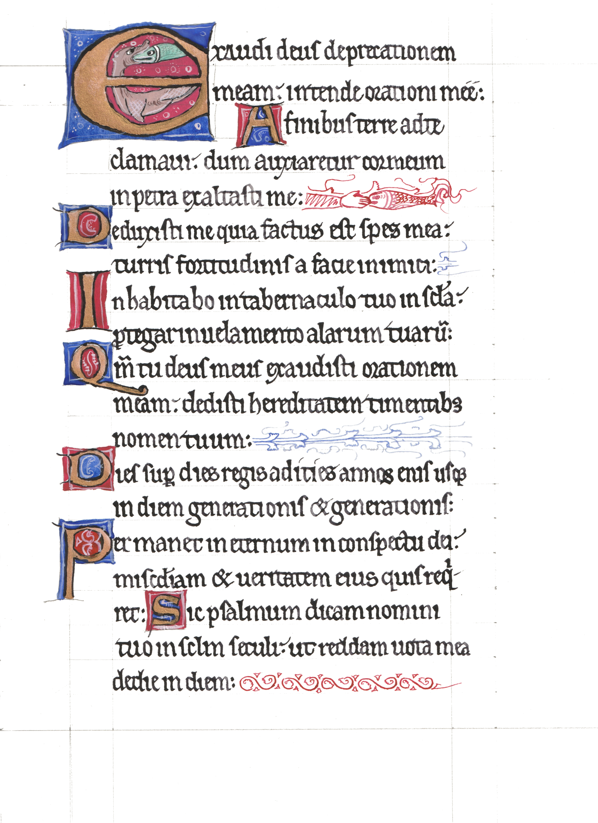 Page from a medieval manuscript with decorative initials and text.